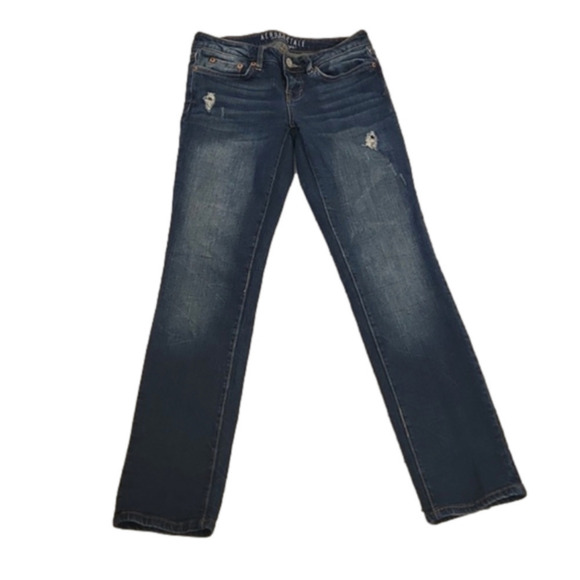 Womens Aeropostale Y2K style slightly distressed jeans size 0 short. - Picture 2 of 13